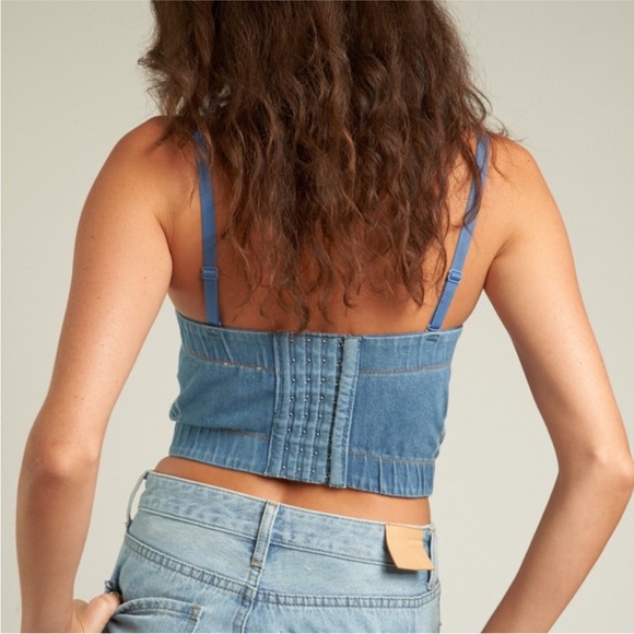 Denim Rhinestone Bustier Bra Top - Picture 5 of 5